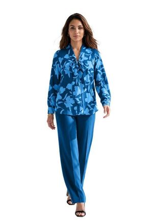 Roaman's Long Sleeve Bow Blouse in Vivid Blue at Nordstrom, Size 22