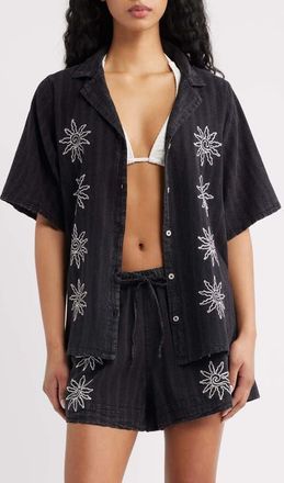 Rip Curl Topango Embroidered Shirt in Black at Nordstrom, Size Xx-Small