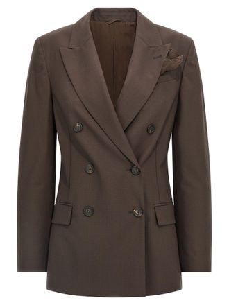 Brunello Cucinelli Tropical Luxury Wool Blazer Blazers Brown