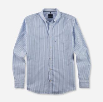 Olymp Langarmhemd OLYMP OLYMP Hemd Casual, Herren, Gr. XXL, N-Gr, blau, Obermaterial: 100% Baumwolle, regular fit, Manschette, Hemden Langarmhemd