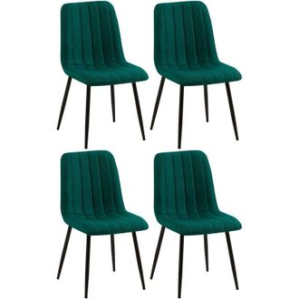 Clp Set de 4 sillas de salón Dijon en tela o terciopelo Verde oscuro Tela