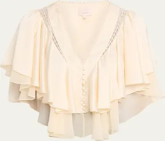 Cinq &agrave; Sept Mary Tiered Crop Top