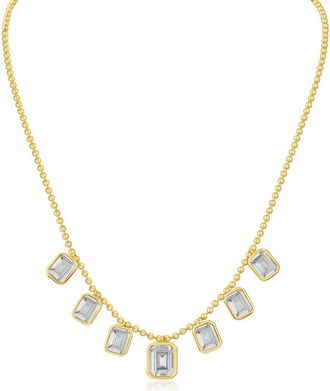 Kenneth Jay Lane Emerald Cut Cubic Zirconia Charm Necklace in Clear Gold at Nordstrom Rack
