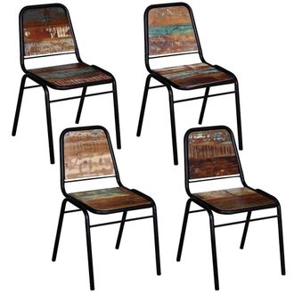 vidaXL Vidaxl - Sillas De Comedor 4 Unidades Madera Maciza Reciclada
