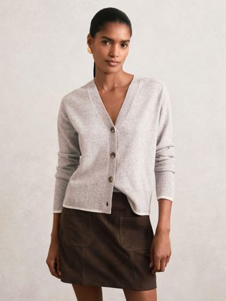 Reiss Chocolate Brown Mini Suede Patch Pocket Skirt, 14