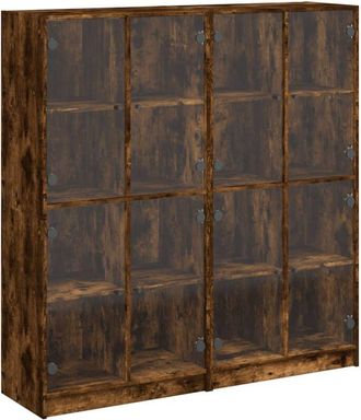 vidaXL Vidaxl - Bookcase with Doors Smoked Oak 136x37x142 cm Engineered Wood