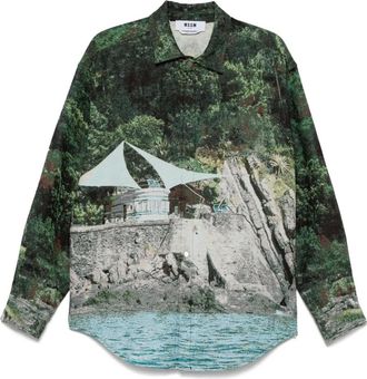 Msgm Camicia con stampa - Verde