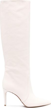 PARIS TEXAS Ladies White Stiletto 85mm Leather Boots