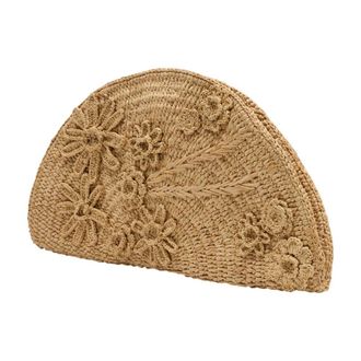 Vanessa Bruno Womens Raffia Woven Clutch Beige