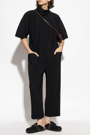 Homme Pliss&eacute; Issey Miyake Pleated Jumpsuit, Mens, Black