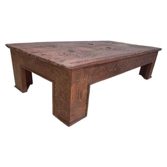 Wanderlust Deco Mesa de centro de madera acabado artesanal marr&oacute;n 150x74x37h cm