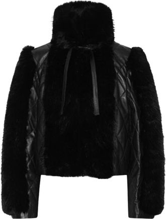 Rotate Faux Fur & Shearling Jassen - Dames - Jassen - Zwart - 2XS - Jassen
