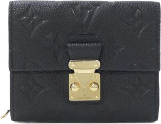 Louis Vuitton Black Leather Wallet (Tri-Fold) (Pre-Owned)