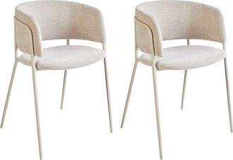 Beliani Conjunto de 2 sillas de comedor Chenilla Beige claro