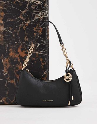 Michael Kors Nolita - Borsa da spalla nera con catenina-Nero