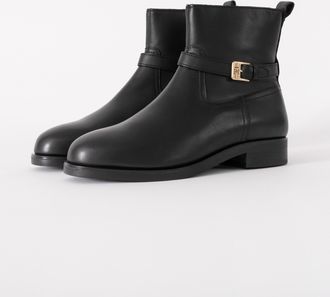 Tommy Hilfiger Womens TH Buckle Booties in Black Leather - Size UK 6.5