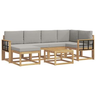 vidaXL Conjunto De Sof&aacute;s De Exterior 7 Pcs Blanco Y Gris Claro Vidaxl