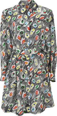 Moschino Couture Graffiti Print Shirt Dress in Multicolor Silk
