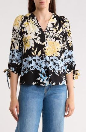 Renee C Tie Cuff Floral Top in Black at Nordstrom Rack, Size X-Large