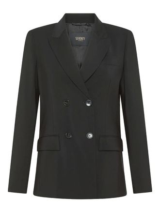Seventy double-breasted three-quarter sleeve jacket - women - Virgin Wool/Elastane - 44 - Black
