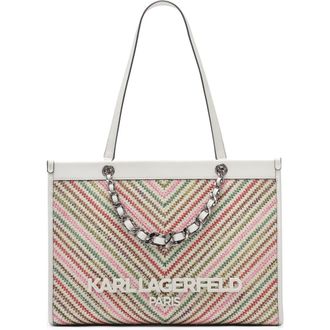 Karl Lagerfeld Savoie Chevron Raffia Tote in Multi Combo at Nordstrom