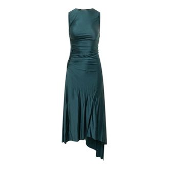 Victoria Beckham Midi Dresses, female, Green, Size: XS Draped Midi Dress