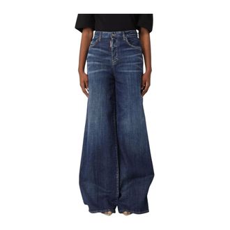 Dsquared2 Wide Jeans, female, Blue, 2XS, Classic Wide Leg Denim Jeans