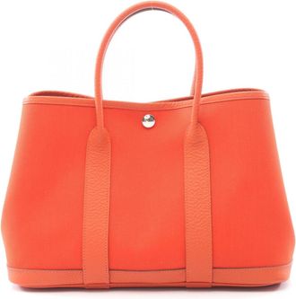 Herm&egrave;s Orange Canvas Negonda Leather Leather Tote Bag (Pre-Owned)