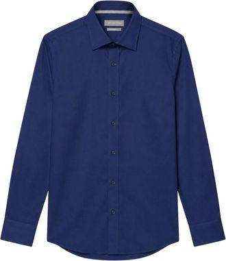 Michael Kors Dobby Engineerd Modern Fit Shirt - Heren - Casual Overhemden - Blauw - XL - Overhemden