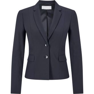 HUGO BOSS Womens Jaru Solid Patterned Lapel Collared Blazer in Open Blue - Size 18 UK