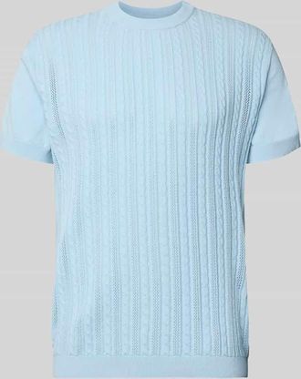 Lindbergh Lindbergh T-Shirt mit Zopfmuster in Hellblau, Gr&ouml;&szlig;e XXXL