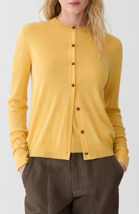 Lafayette 148 New York Cashmere Crewneck Cardigan in Daisy at Nordstrom, Size X-Small
