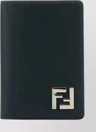 Fendi leather bi-fold card holder with contrast panel