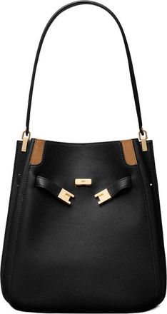Tory Burch Lee Radziwill Leather Double Bucket Bag in Tory Black at Nordstrom