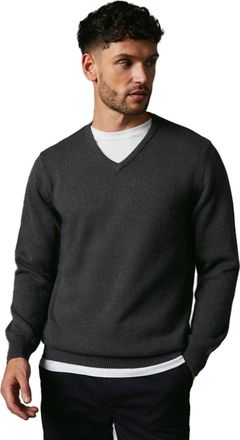 Maine Mens Premium Cotton V Neck Jumper (XXL) (Grey)