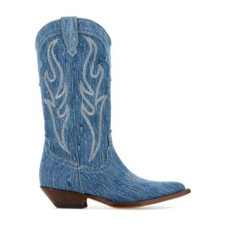 Sonora Cowboy Boots, female, Blue, Size: 6 US Denim Santa Fe Cowboy Boots