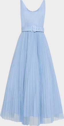 Hutch Effy Sleeveless Pleated Tulle Maxi Dress
