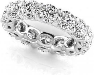 Allurez Round Cut Diamonds Eternity Ring Wedding Band 14K White Gold (7.07ct)