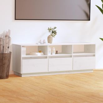 vidaXL Vidaxl - Mueble De Tv De Madera Maciza De Pino Blanco 140x37x50 Cm