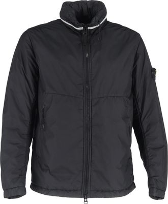 Stone Island jas met verborgen capuchon in zwart nylon