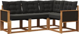 vidaXL Conjunto De Sof&aacute;s De Exterior 4 Uds. Natural Y Negro Vidaxl