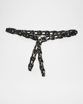 Isabel Marant Bali Woven Leather and Metal Belt