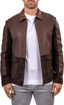 Maceoo Textured Leather Jacket in Brown at Nordstrom, Size 3