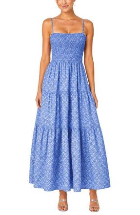 Change of Scenery Kristen Smocked Tiered Midi Dress in Meridien Breeze at Nordstrom, Size Medium