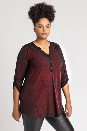 Roman Glitter Stripe Button Detail Tunic Top