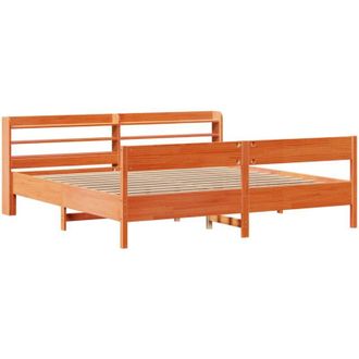 vidaXL Cama Sin Colch&oacute;n Madera Maciza De Pino Marr&oacute;n Cera 180x200 Cm Vidaxl