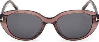 Tom Ford 54mm Butterfly Sunglasses in Shiny Light Brown /Smoke at Nordstrom