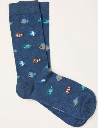 Fat Face FatFace Navy Fish Socks