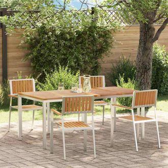 vidaXL Conjunto De Comedor De Jard&iacute;n 5 Pcs Madera De Teca Maciza Vidaxl