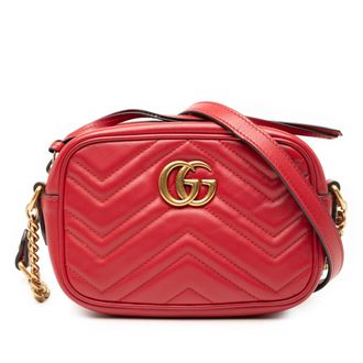 Gucci Tweedekans Mini Gg Marmont Matelass&eacute; Leren Schoudertas